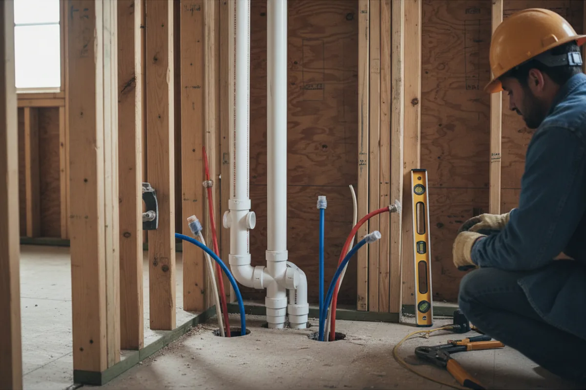 Drain and supply rough-in during Drain Cleaning in Orange Cove